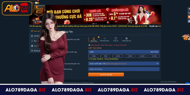 Nạp Tiền ALO789 - 4 Phương Thức Giao Dịch Nhanh, An Toàn 2 Nạp tiền vào ALO789 qua hình thức ngân hàng